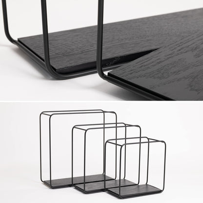 Kazai. Wall Shelves -Jona- | 3-Part Shelving Unit made of Metal and Real Wood Veneer | Wall Decor, Storage and Book Shelf for Bathroom, Living Room