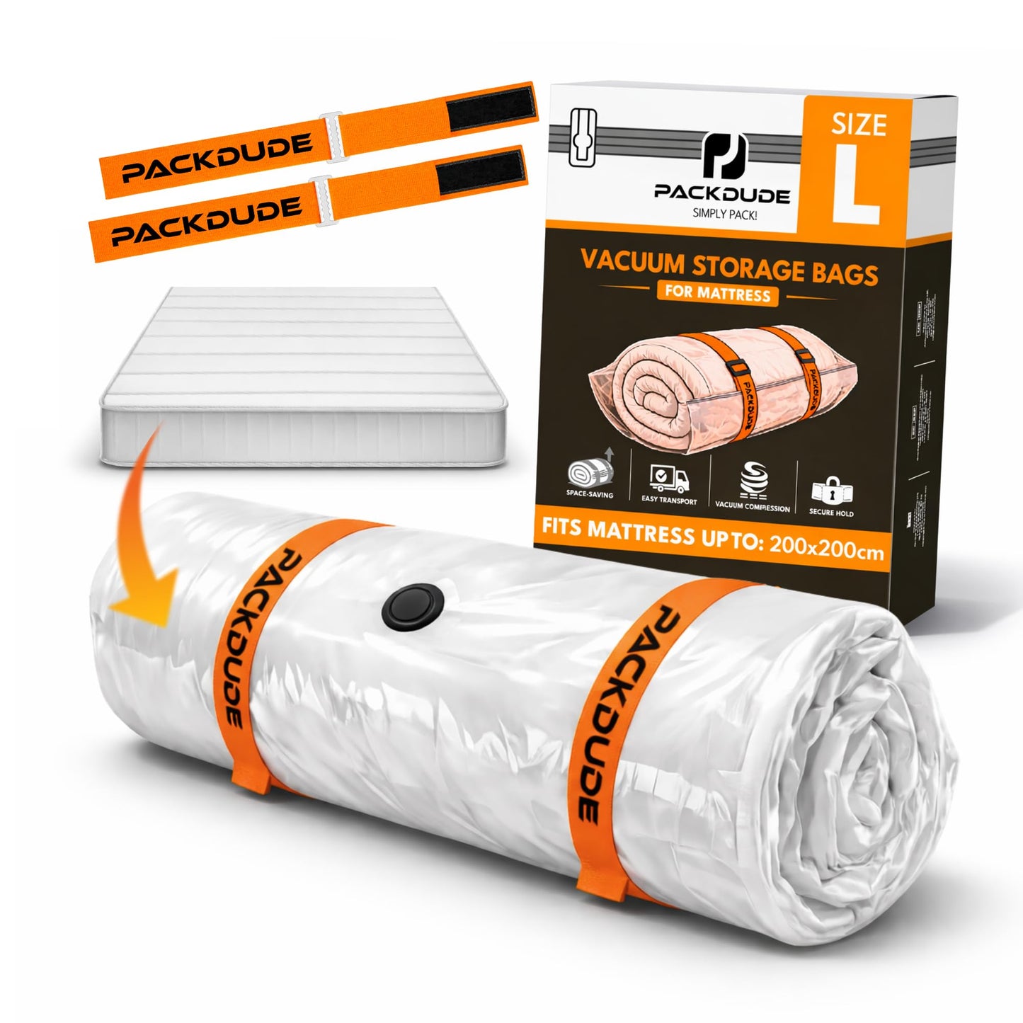 PACKDUDE Mattress Vacuum Bag for Super King Size up to 200x200cm (79”×79”)