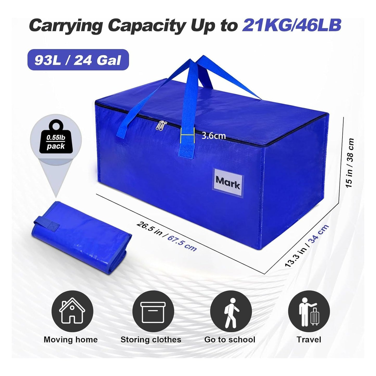 ZFWDSY Moving Boxes 4 Pack,Clothes Storage Large Moving Bags