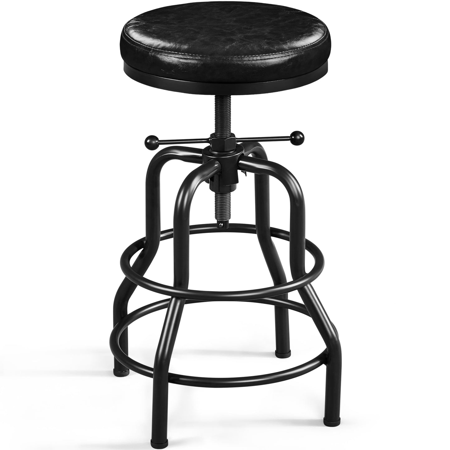 Yaheetech Rustic Round Adjustable Industrial Bar Stools, 1PCS Black