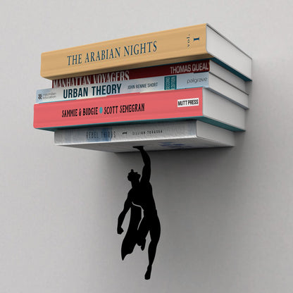 Artori Design Supershelf | Black Metal Superhero Floating Bookshelf | Concealed | Hidden Shelf | Unique Book Shelves | Gifts for Geeks