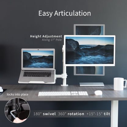 VIVO Fully Adjustable 13 to 32 inch Single Computer Monitor and Laptop Desk Mount Combo, Stand with Grommet Option, Fits up to 17 inch Laptops