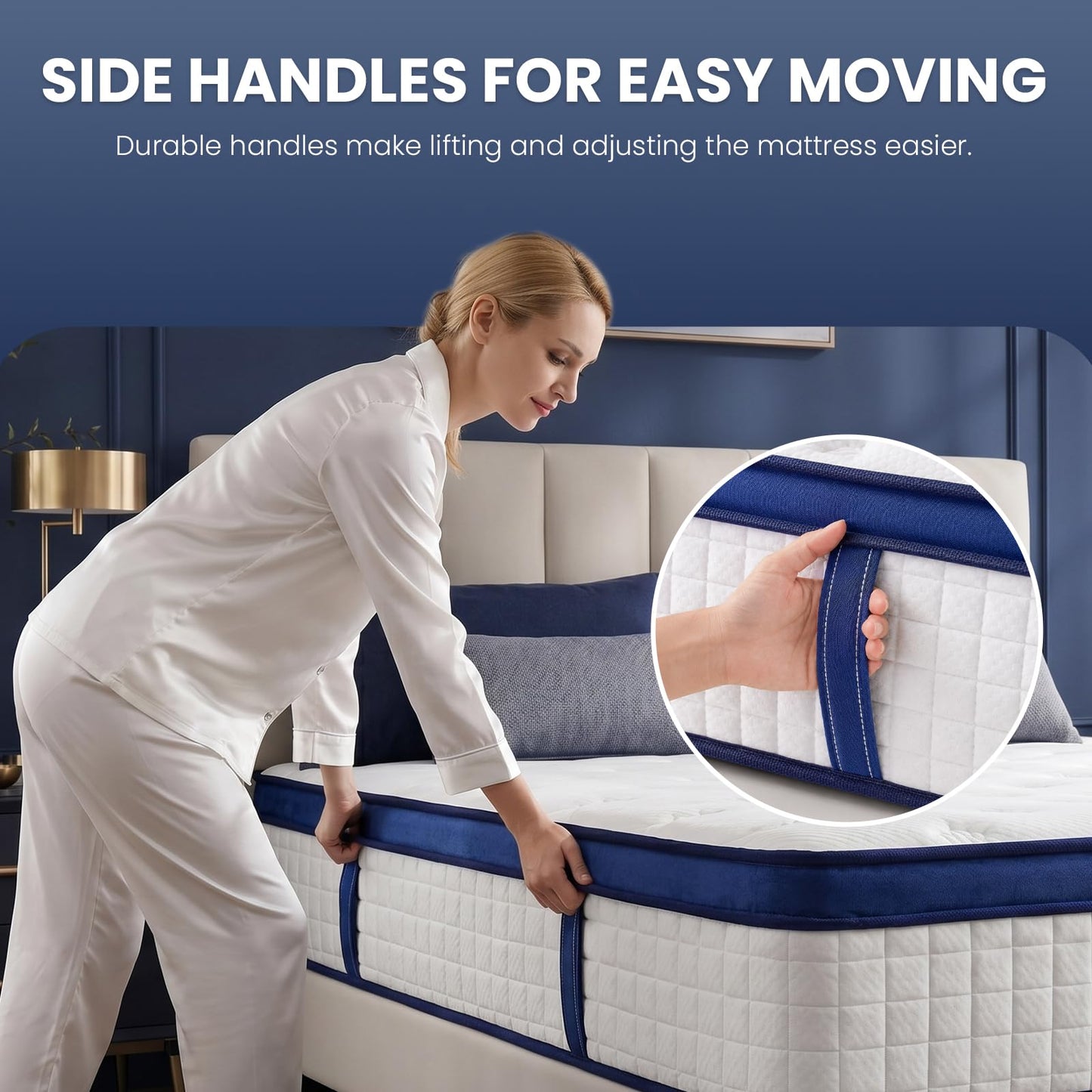 L'AGRATY Double Mattress, Hybrid Memory Foam Mattress 7 Zone Orthopedic Pocket Sprung,Pressure Relief Motion Isolation Medium Firm 135x190x22cm