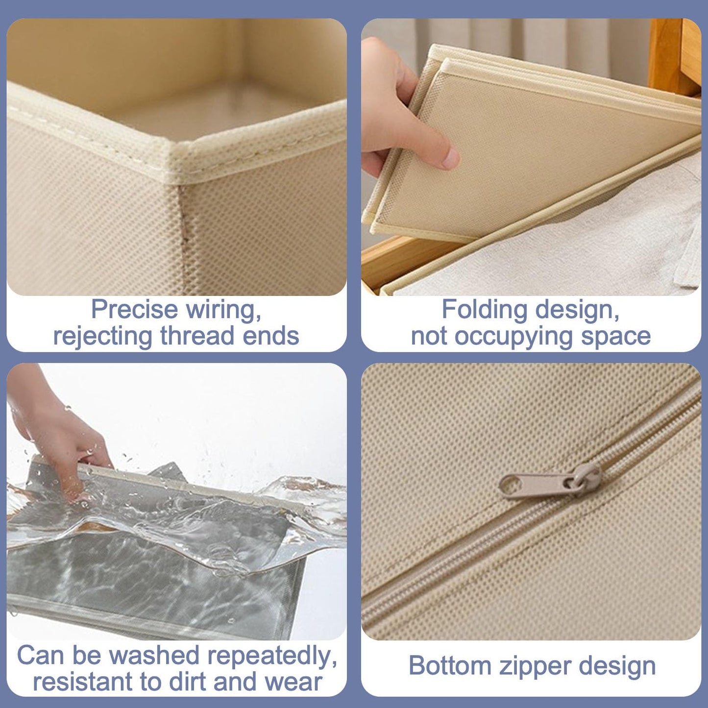 Kiswleon Clothes Drawer Organisers,6-Piece Drawer Dividers, Folding Wardrobe Drawer Divider Clothe for Bedroom Fabric Underwear