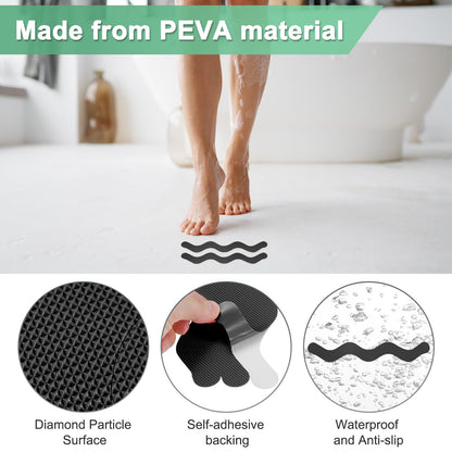 M METERXITY 36 PCS Anti Slip Shower Stickers Black S Bathtub Non-Slip Stickers Safety Bathtub Strips Adhesive Decals with Scraper for