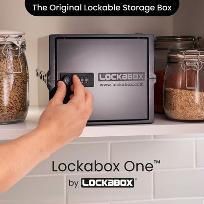 Lockabox One™ | Premium Lockable Medicine Box (10L) | Lightweight & Hygienic Medicine Lock Box | Made In Britain | External Size 31 x 21 x 17 cm (Jet)