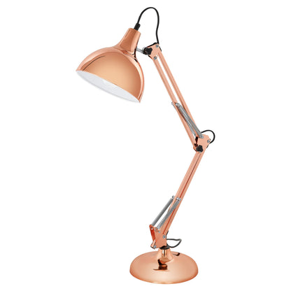 Eglo Borgillio Table lamp, 1-Flame Vintage Desk lamp in Industrial Design, Bedside lamp Made of Steel, Colour: Copper, Socket: E27, incl. Switch