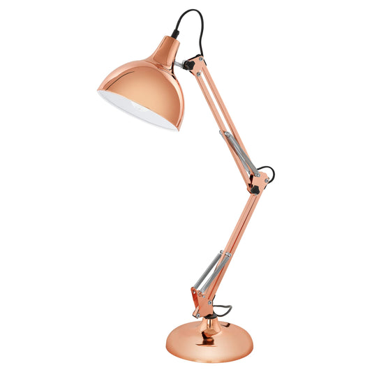 Eglo Borgillio Table lamp, 1-Flame Vintage Desk lamp in Industrial Design, Bedside lamp Made of Steel, Colour: Copper, Socket: E27, incl. Switch