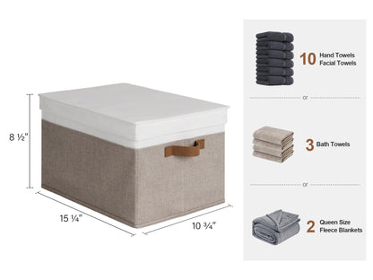 StorageWorks Storage Boxes with Lids Large, Fabric Storage Boxes with Lids, Foldable Storage Boxes for Top of Wardrobe