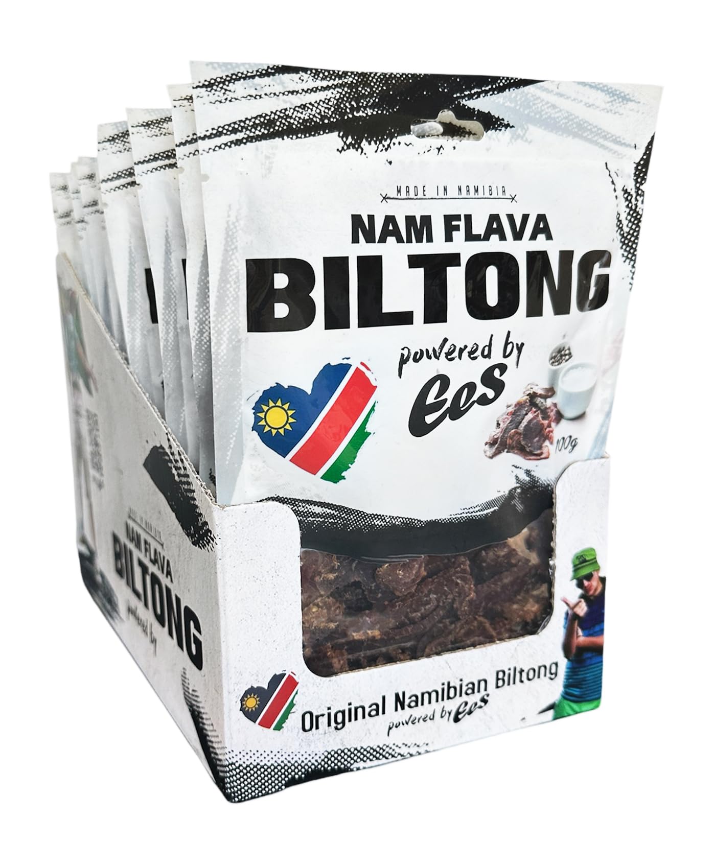 Nam Flava - Original Biltong from Namibia - 1,2 kg (12x100g) - dried meat, beef jerky, high protein, savoury snack