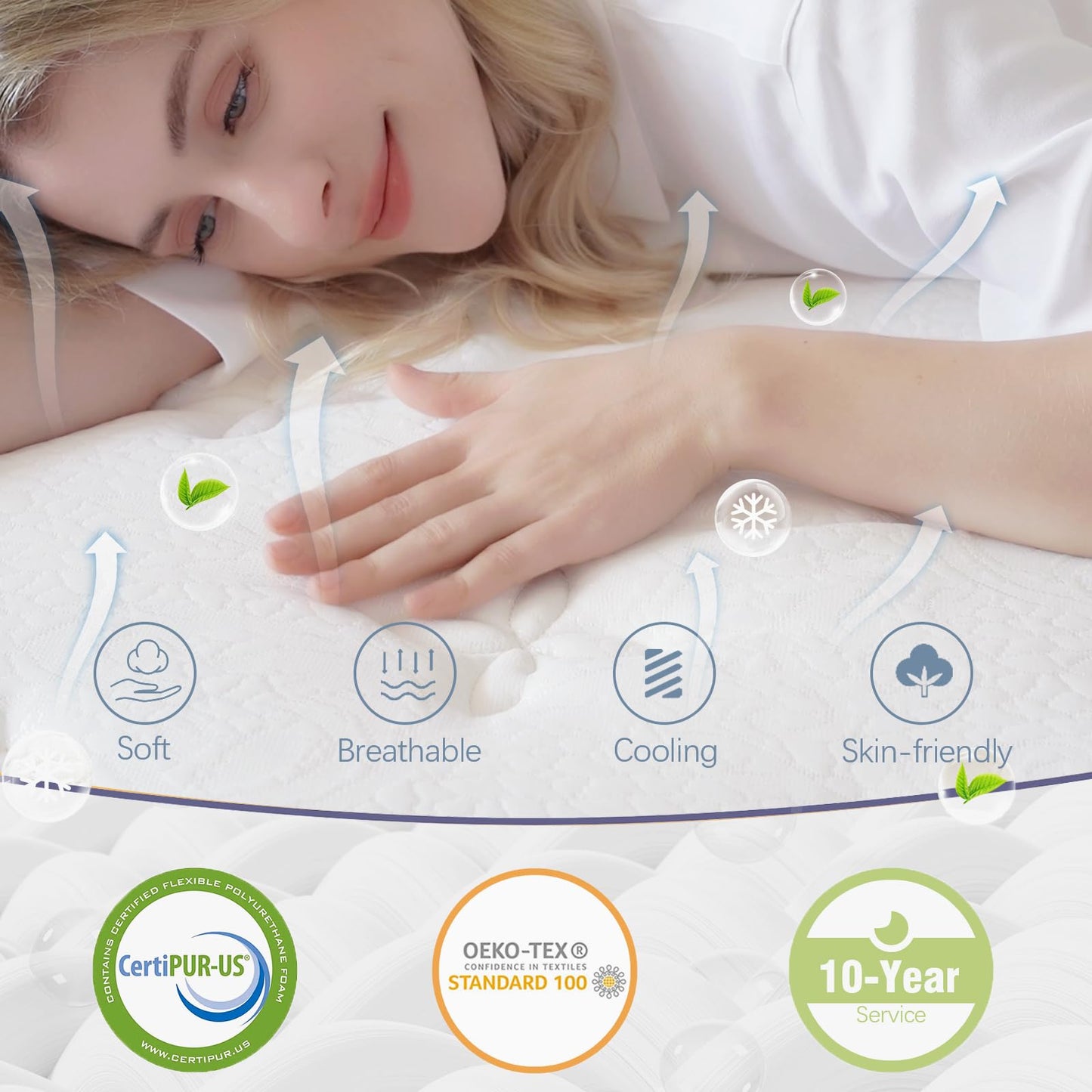 Bednew King Size Mattress 30.5cm, 12 Inch Innerspring Medium Firm Mattress 5FT with Pocket Spring and Breathable Foam For Cool Sleep