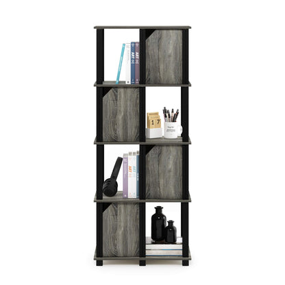 Furinno Brahms 5-Tier Storage Shelf with 4 Doors, French Oak Grey/Black