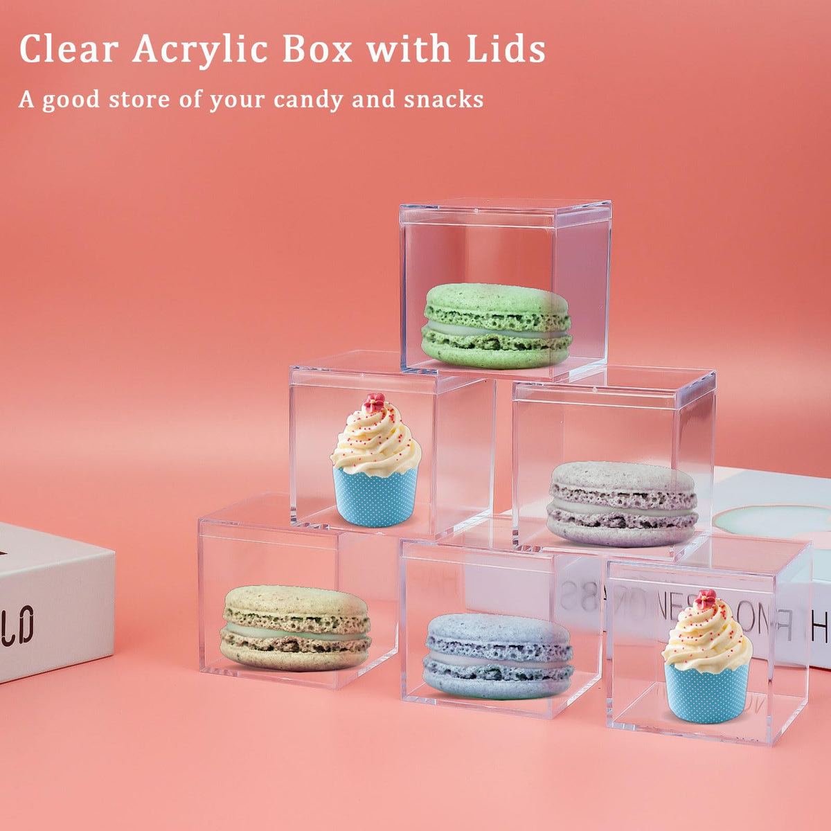 40 Pack Mini Acrylic Cube Boxes, 5.5cm Clear Favour Storage Boxes with Lids