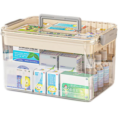 BAONUO Medicine Box, Medicine Storage Box,medicine storage Organiser With Handle, Portable 2 Layer Medicine Box First Aid Box with Lid
