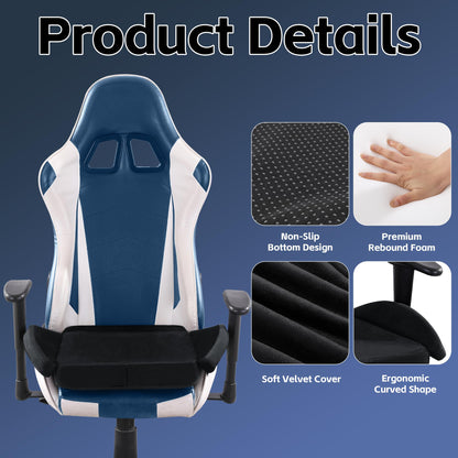 TOPROUD Gaming Chair Seat Cushion, Ergonomic Tailbone Support Pad for Long Sitting, Foam Office Chair Cushion with Washable Velvet Cover