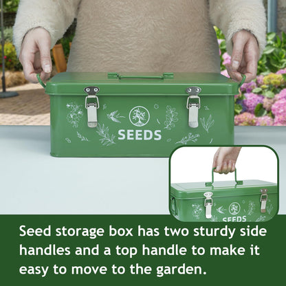 QINSDESIGNS Seed Storage Box, Seed Storage Organizer with Garden String, 30 Seed Envelopes and Bamboo Plant Labels