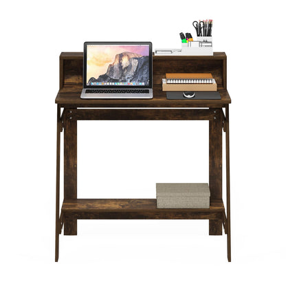Furinno SIMPLISTIC Desk, Gaming Desk with Monitor Stand, A Frame Computer Desk, Office Desk for Home Office, Bedroom, Study Room, Dorm, Amber Pine