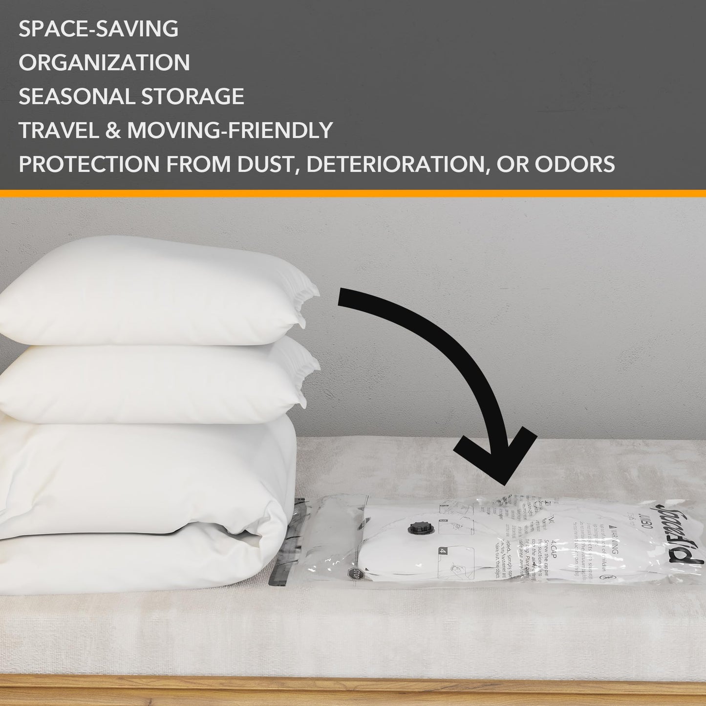 SpaceAid 20 Pack Vacuum Storage Bags, Space Saver Sealer Compression Bags for Comforters, Blankets, Pillows, Bedding, Clothes