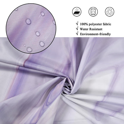 GCIREC Purple Marble Stall Shower Curtain, Purple Mix White Ombre Modern Abstract Wave Luxury Bathroom Curtain Bathtub Home Decor Waterproof Fabric