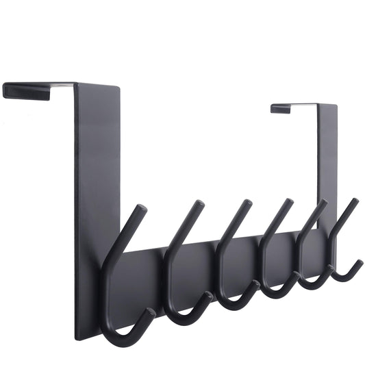 WEBI Over The Door Hook Door Hanger:Over The Door Towel Rack with 6 Coat Hooks for Hanging,Over Door Coat Hanger Rack for Towels,Clothes,Back of