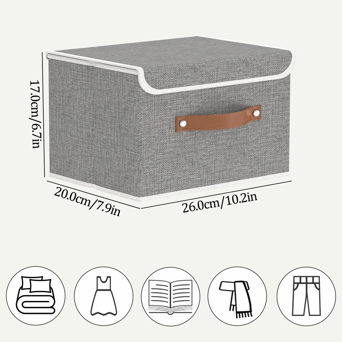 OUTBROS Storage Boxes with Lids 3 Pack, Organiser 26x20x17cm, Grey