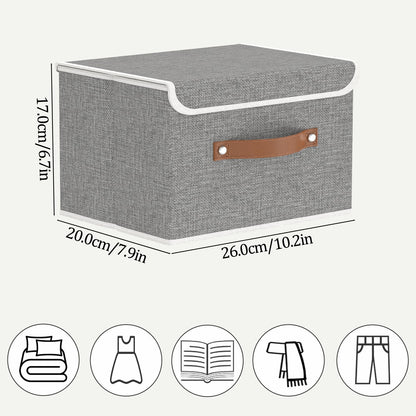 OUTBROS Storage Boxes with Lids 3 Pack, Organiser 26x20x17cm, Grey
