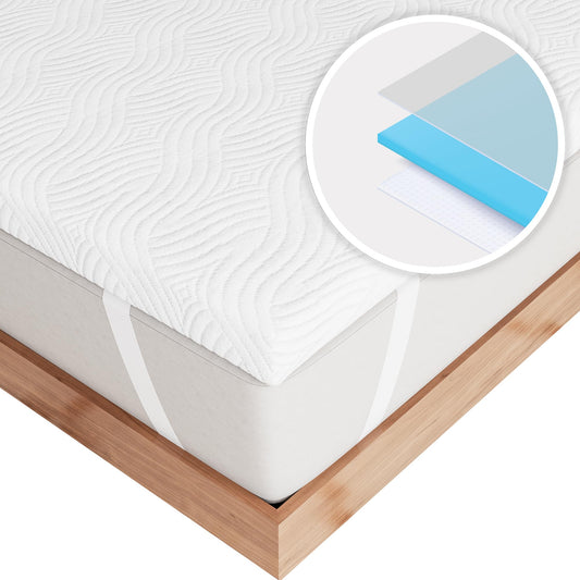 Degrees of Comfort 2 Inch Memory Foam Mattress Topper, Mattress Topper Kingsize Bed for Back Pain, Rayon Derived from Bamboo Cover, Mattress Topper