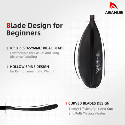 Abahub 1 x Carbon Kayak Paddles, 90.5 Inches Kayaking Oars for Boating, Canoeing with Paddle Leash, Carbon Fiber Shaft Black Plastic Blades