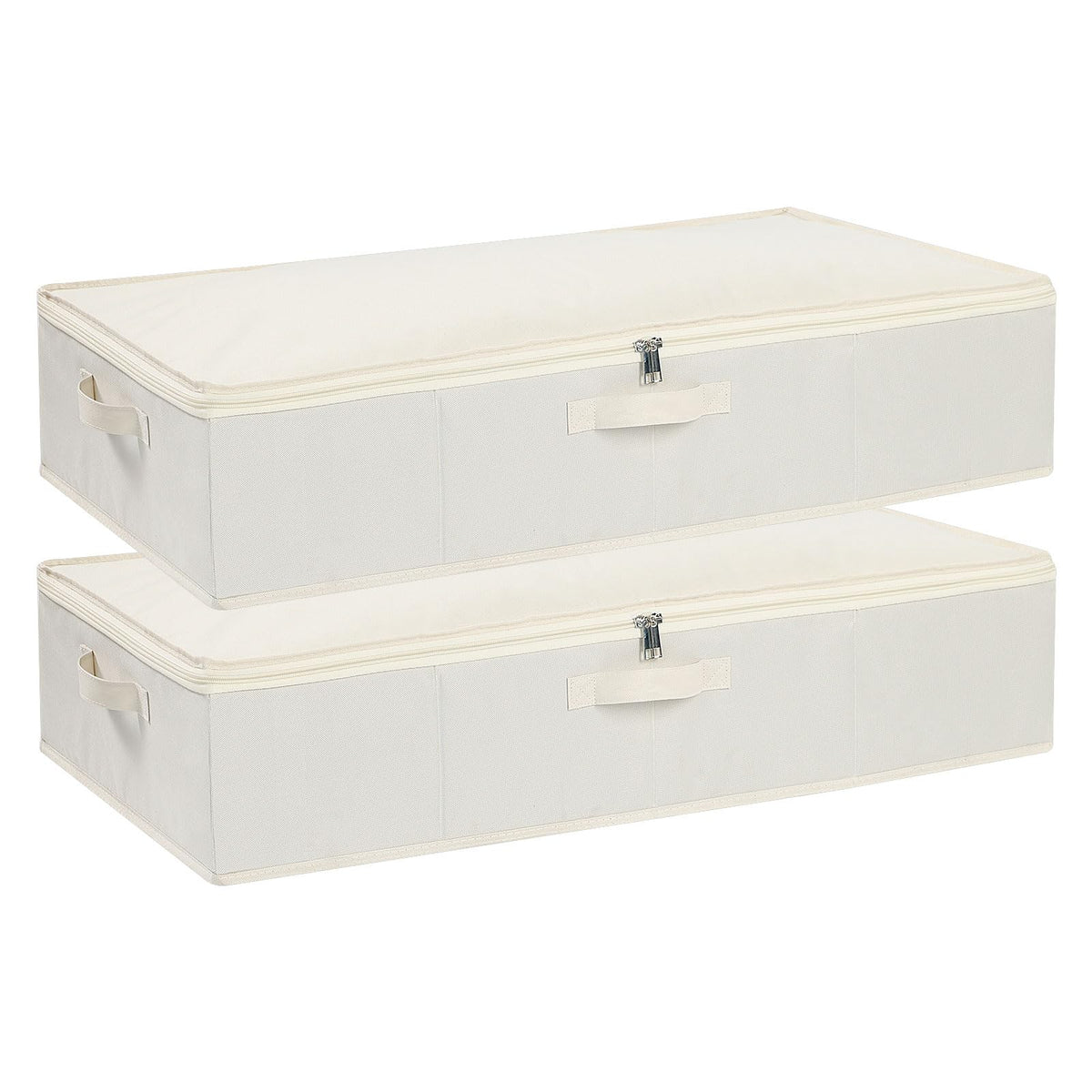 YheenLf Beige Under Bed Storage Boxes with Lids,2-Pack,60×30×15 cm