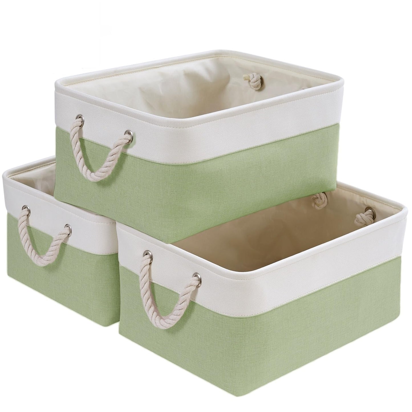 SOCOHOME Fabric Storage Box, Storage Basket with Handles for Shelves Toy, Wear-Resistant and Reinforced (M, 3 Pack)