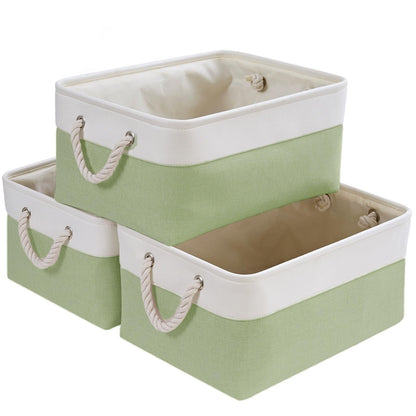 SOCOHOME Fabric Storage Box, Storage Basket with Handles for Shelves Toy, Wear-Resistant and Reinforced (M, 3 Pack)