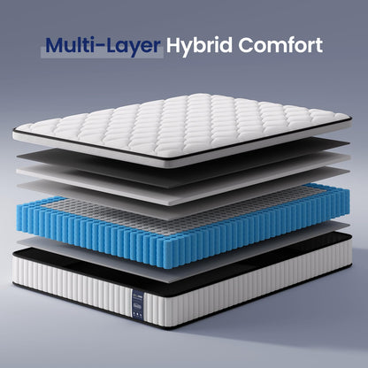 BedStory 3FT Single Mattress 10.2 Inch, Medium Firm Hybrid Pocket Sprung Mattress with Breathable Foam, Motion Isolation & Pressure Relief