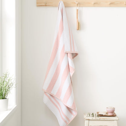 Bianca Reversible Stripe 50x90cm Cotton Jacquard Hand Towel Blush Pink
