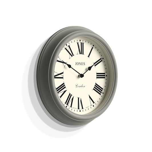 Jones Clocks Venetian wall clock | Classic round clock | 30cm | Grey | Roman numerals | Traditional design ideal for kitchen, living room or bedroom