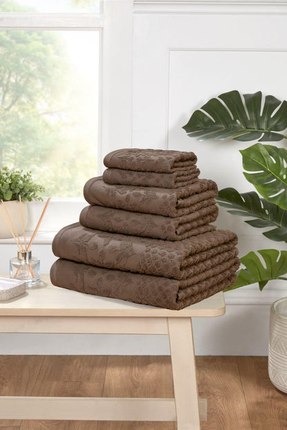 Rapport Home Versailles Jacquard 6-Piece Towel Bale | Luxurious 100% Cotton 500GSM Bathroom Set for Soft Absorbent Comfort and Elegant Style