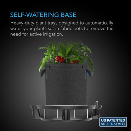 AC Infinity Self-Watering Fabric Pot Base, 4-Pack Auto-Irrigation Water Delivery System with Reservoir Meter, Elevated Plant Saucers for Use in Indoor