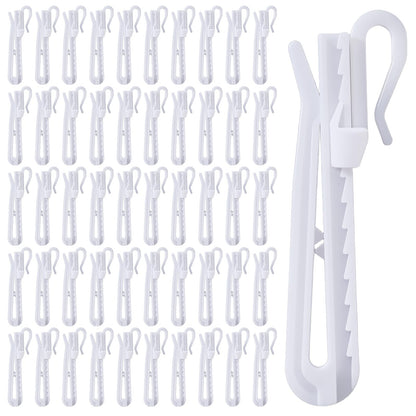Sorcristy 50 Pcs 7cm Pinch Pleat Curtain Hooks White Plastic Adjustable Curtain Clips Rust Proof Drapery Pins for Window Door Shower Curtains
