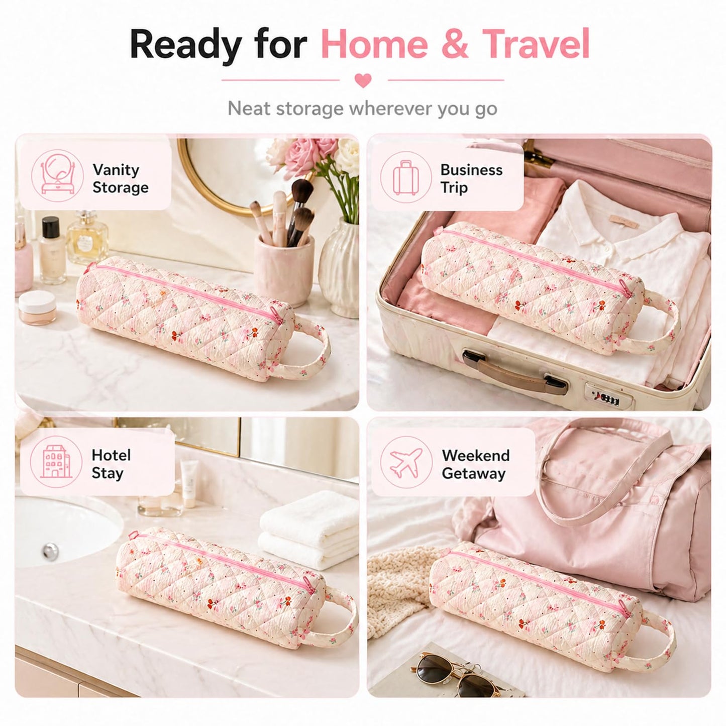 Hair Dryer Bag, Floral Pattern Portable Hair Tool Bag with Storage Bag