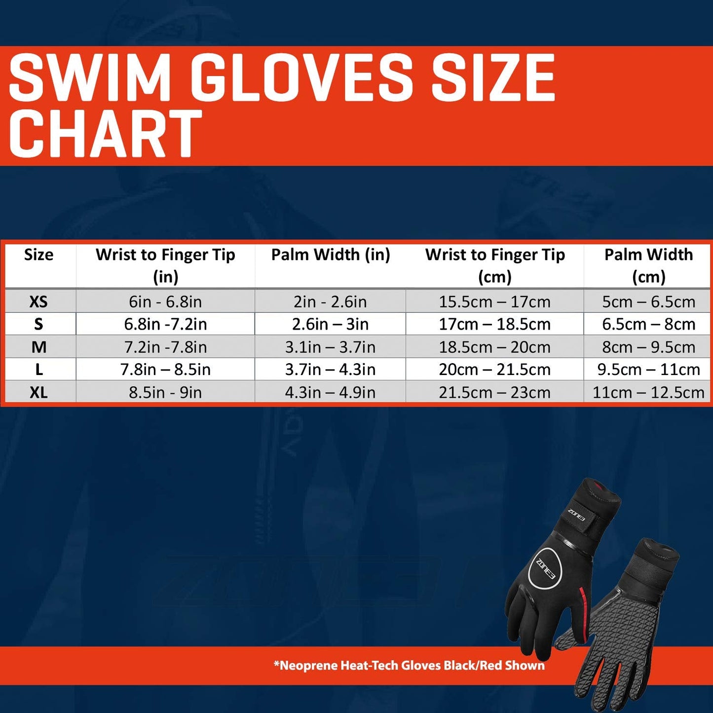 ZONE3 NEOPRENE HEAT TECH GLOVES S