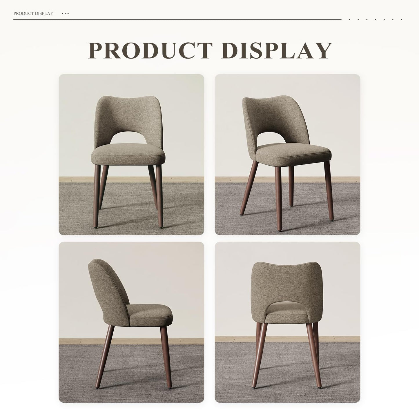 MALOL Upholstered Dining Chairs Set of 6, Fabric Chairs for Dining Room with Solid Wood Legs, Hollow Backrest and Thick Seat Cushion