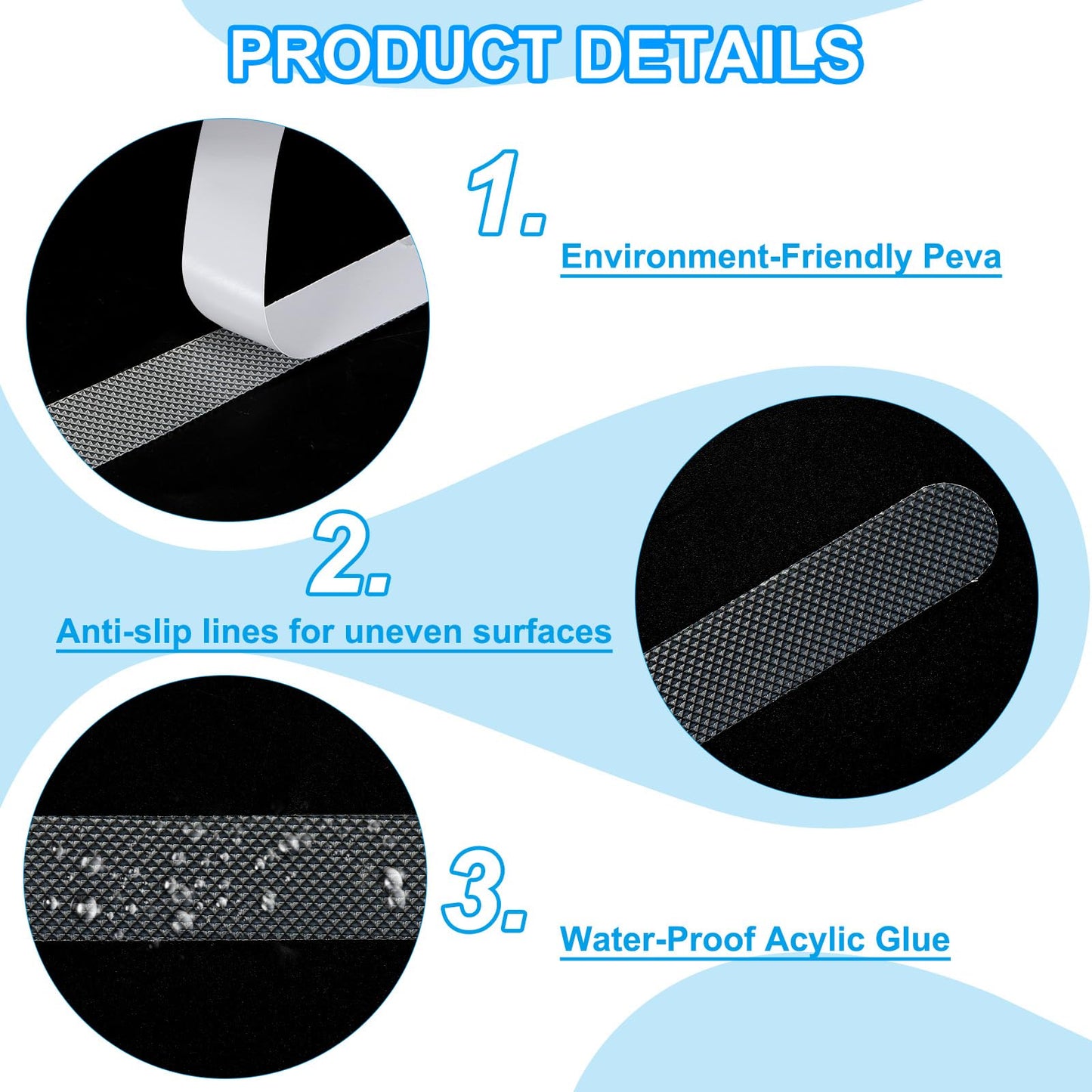 PATIKIL Bathtub Non Slip Stickers 14.96x0.79 Inch, 6 Pack Safety Shower Floor Anti Slip Stickers with Adhesive Decals Scraper for Bath Tub Shower