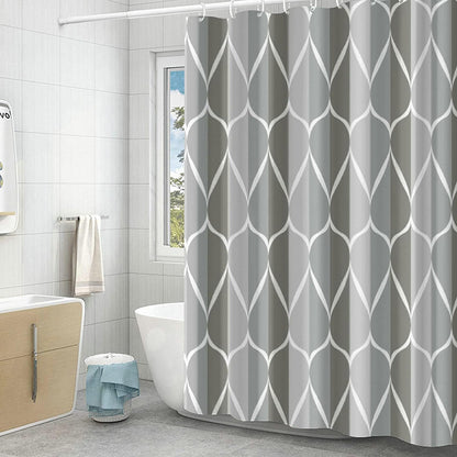 Bishilin Light Grey Shower Curtains for Bathroom 300x200CM with Hooks and Wave Pattern, Waterproof and Anti Mould Resistant, Machine Washable
