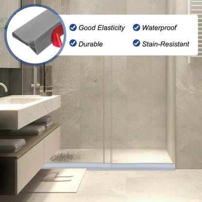 PATIKIL Wet Room Floor Barrier 5cm x 1 Meter, Self Adhesive Shower Threshold Water Barrier Bath Seal Trim Strip for Bathroom Kitchen, Gray