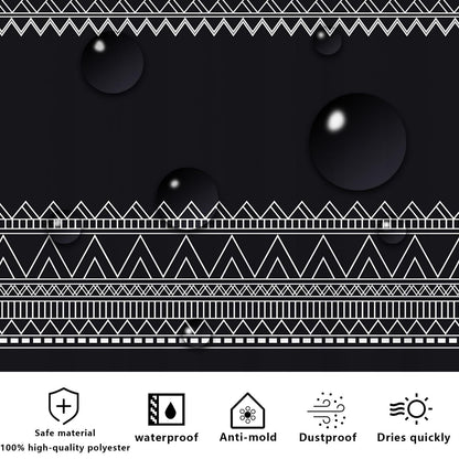 FAIRYGATE Shower Curtains Mould Proof Resistant Waterproof Polyester Shower Curtain With Hooks Black Bath Curtain Bathroom Curtains B8405