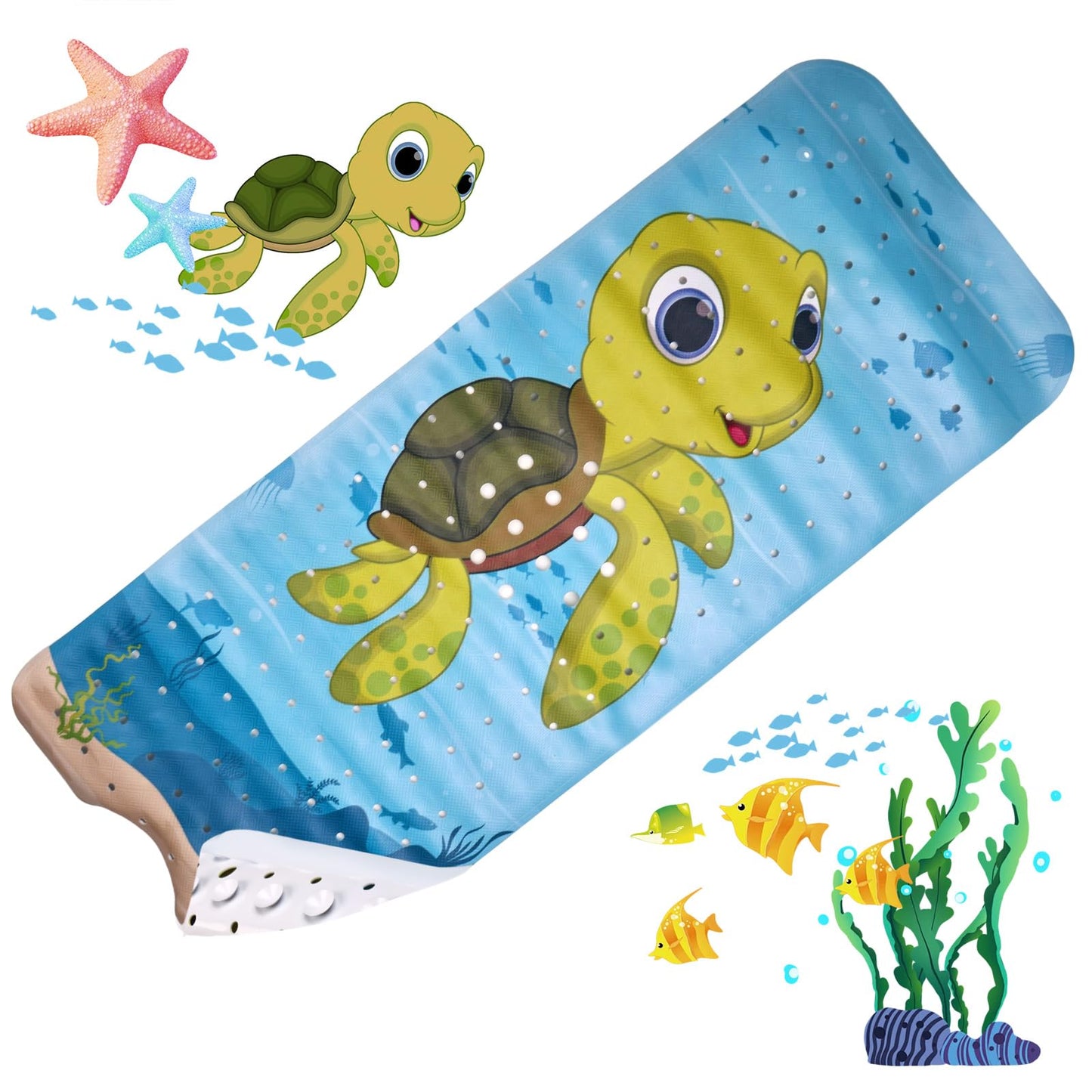 YYTECH Bathtub Mat Bathtub Mat Non Slip Anti Mould 40x100 cm Extra Large Baby Shower Mat Non Slip Bath Mat with Suction Cups & Drain Holes, Machine