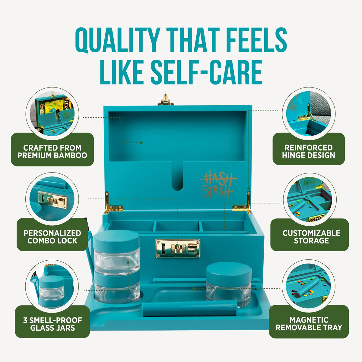 HASHSTASH - The OG Storage Box (Teal and gold)