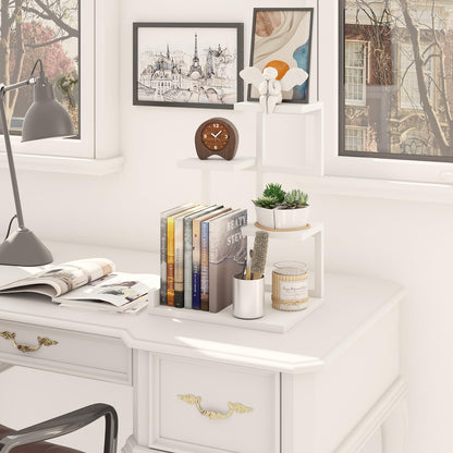 YMYNY Desktop Shelf Organizer 4 Tier Storage Display Rack White HSR007W