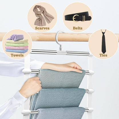 Yilnlg 2 Pack Trouser Hangers, 360°Rotatable Space Saving Metal Hanger