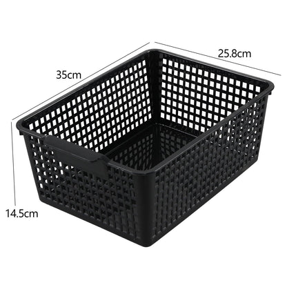 Zopnny 6 Pack Plastic Desktop Storage Basket, Large Organized Basket, Black