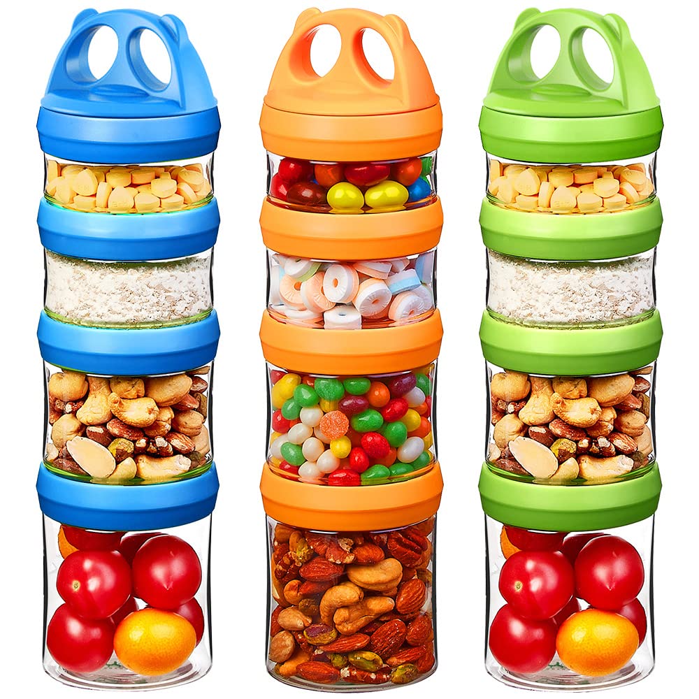 SELEWARE Food Storage Canisters Airtight Handy Portion Size Jars and Containers BPA Free Stackble Snack Pots Nut Box Leak Proof Twist Lock Formula